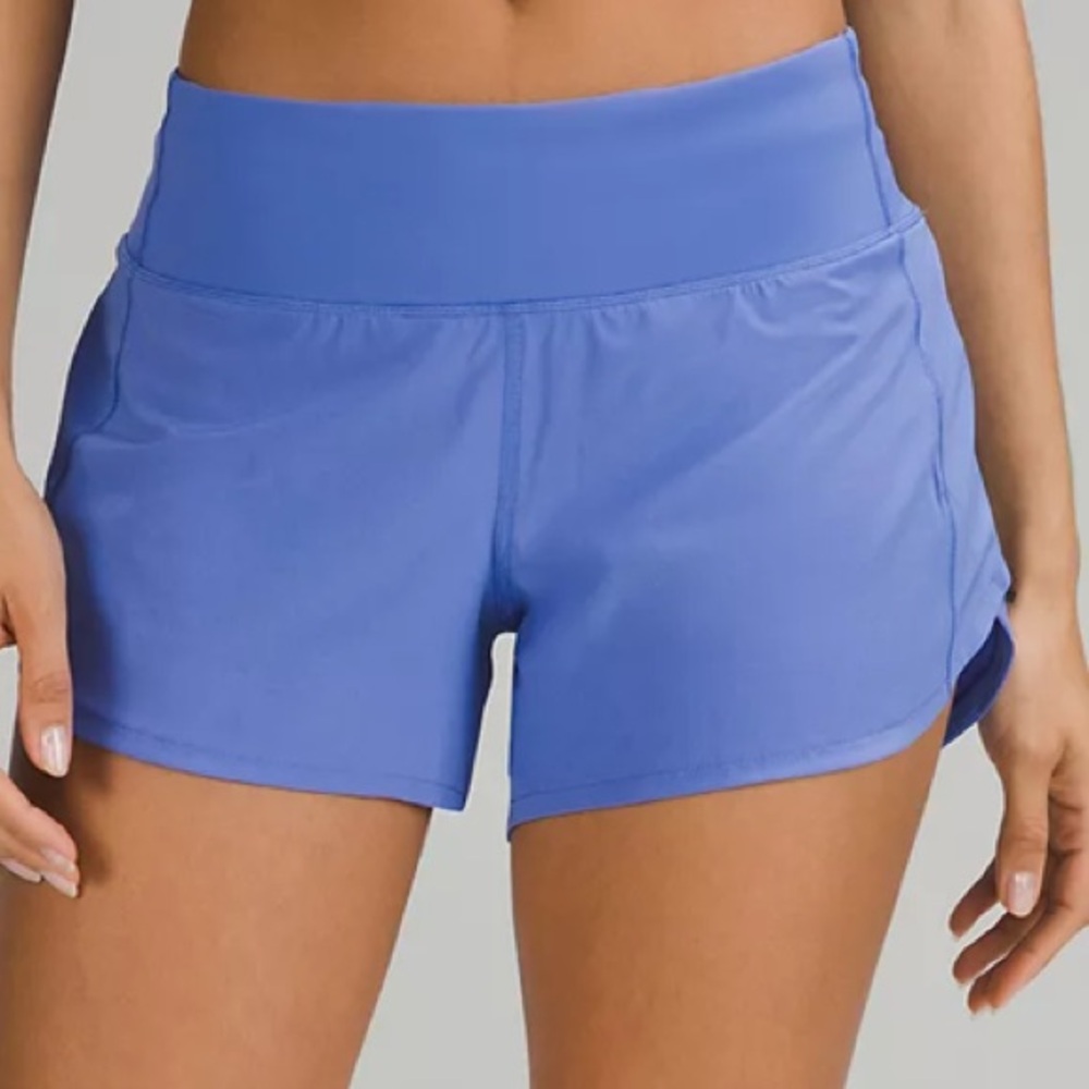 Lululemon Speed Up Mid Rise 4” shorts in wild indigo. Like new!
